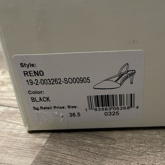 Joie Reno Black Suede Heels Slingbacks 36.5 US 6.5 snakeskin heel New - Picture 9 of 9